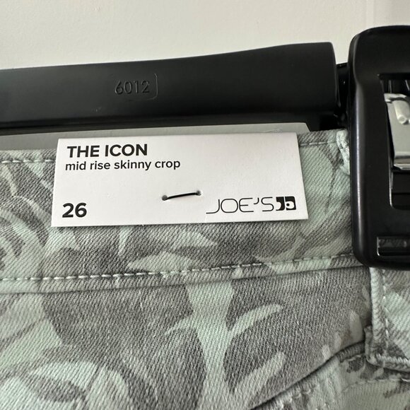 Joes The Icon Mid Rise Skinny Crop Jeans Size 26 Tropical Green Gray Leaf Print - Picture 7 of 14